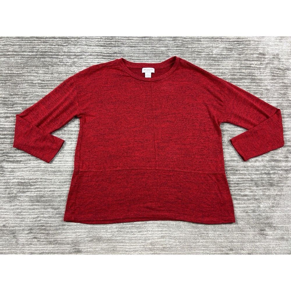 Liz Claiborne Sweater Womens Petite‎ Large PL Red Long Sleeve Rayon Blend